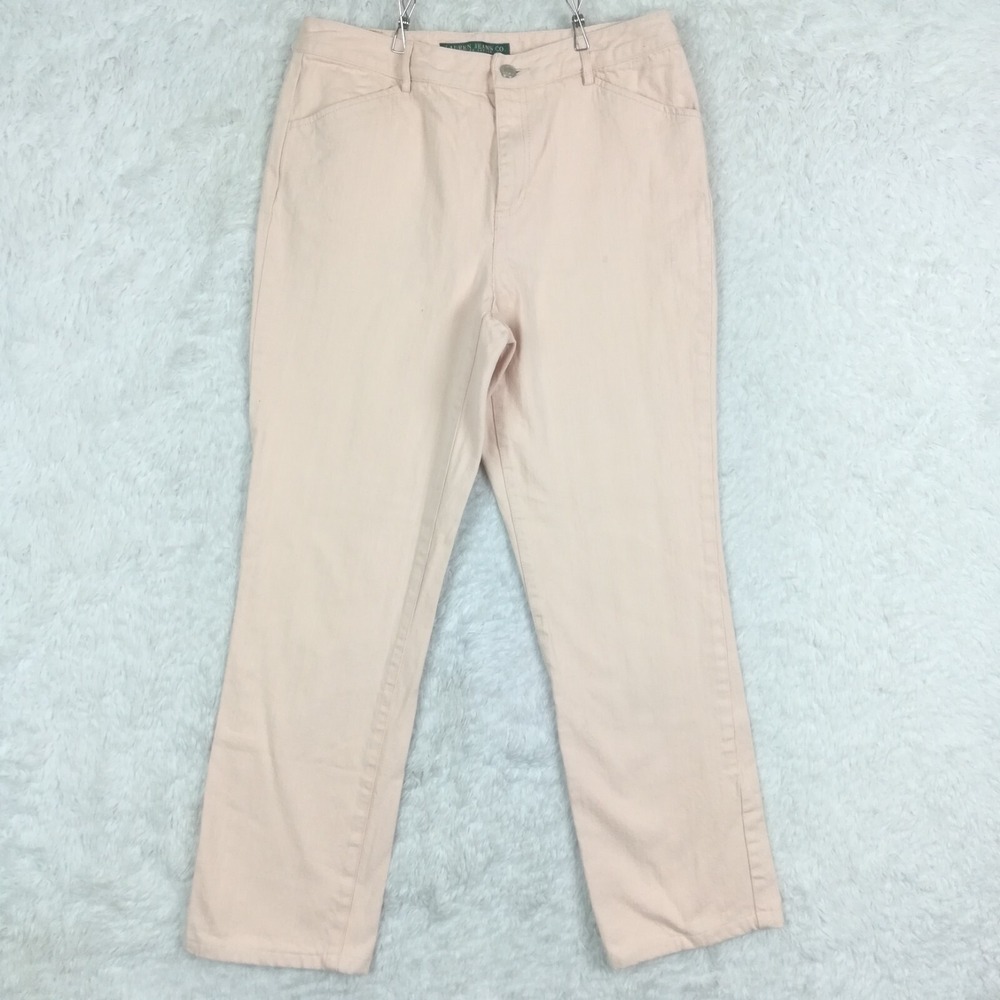 Vtg Lauren Jeans Co Ralph Womens Jeans Straight Leg Denim Pink Peach High Rise 8